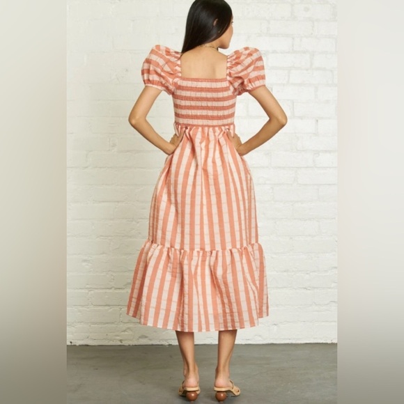Anthropologie dRA Los Angeles Nicole Midi Dress In Peach Stripe Size Medium NWT - Picture 2 of 8